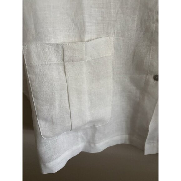 NEW 90s Large White Button Up Shirt Oversized Pocket Long Sleeve Linen Top 2X - Picture 4 of 11